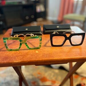 Stylish Black and Green Women's Fashion Glasses